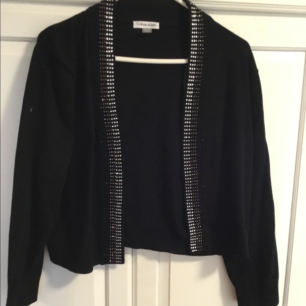NWT Calvin Klein Beaded Crop Open Front Cardigan XL